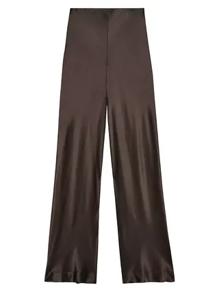 Silk Wide-Leg Pull-On Pants