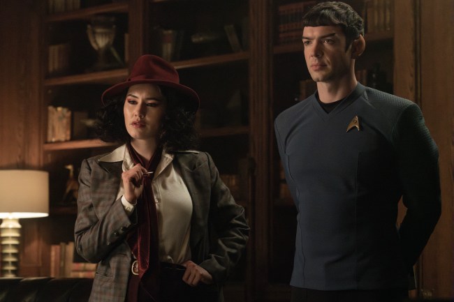 L to R Christina Chong as Laan and Ethan Peck as Spock in season 3 , Episode 4 of Strange New Worlds streaming on Paramount+. Photo Credit: Marni GrossmanParamount+