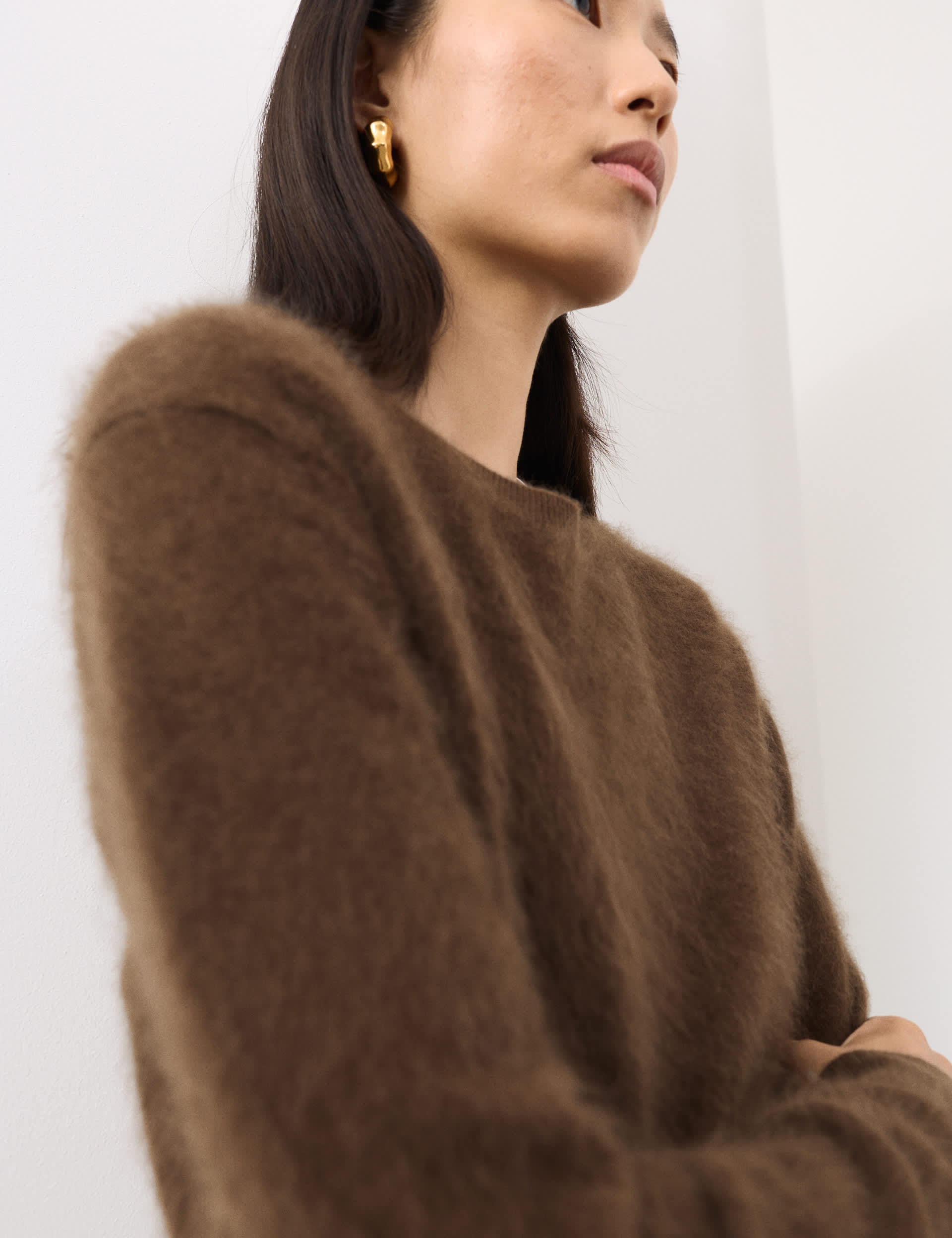 Brushed Wool With Cashmere Crew Neck Jumper