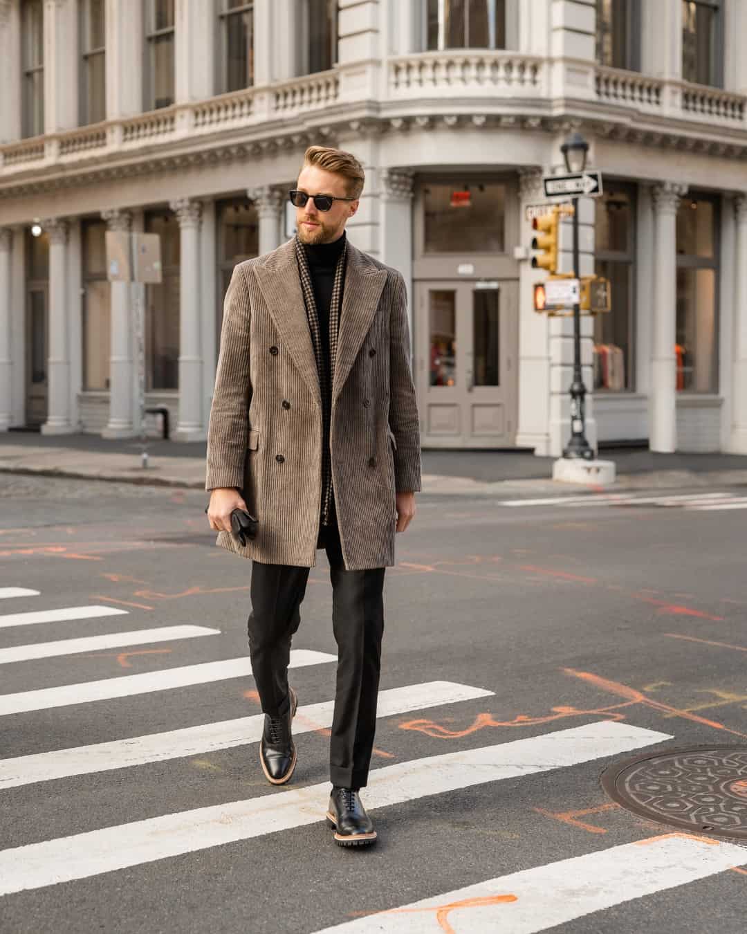 a man crossing the street