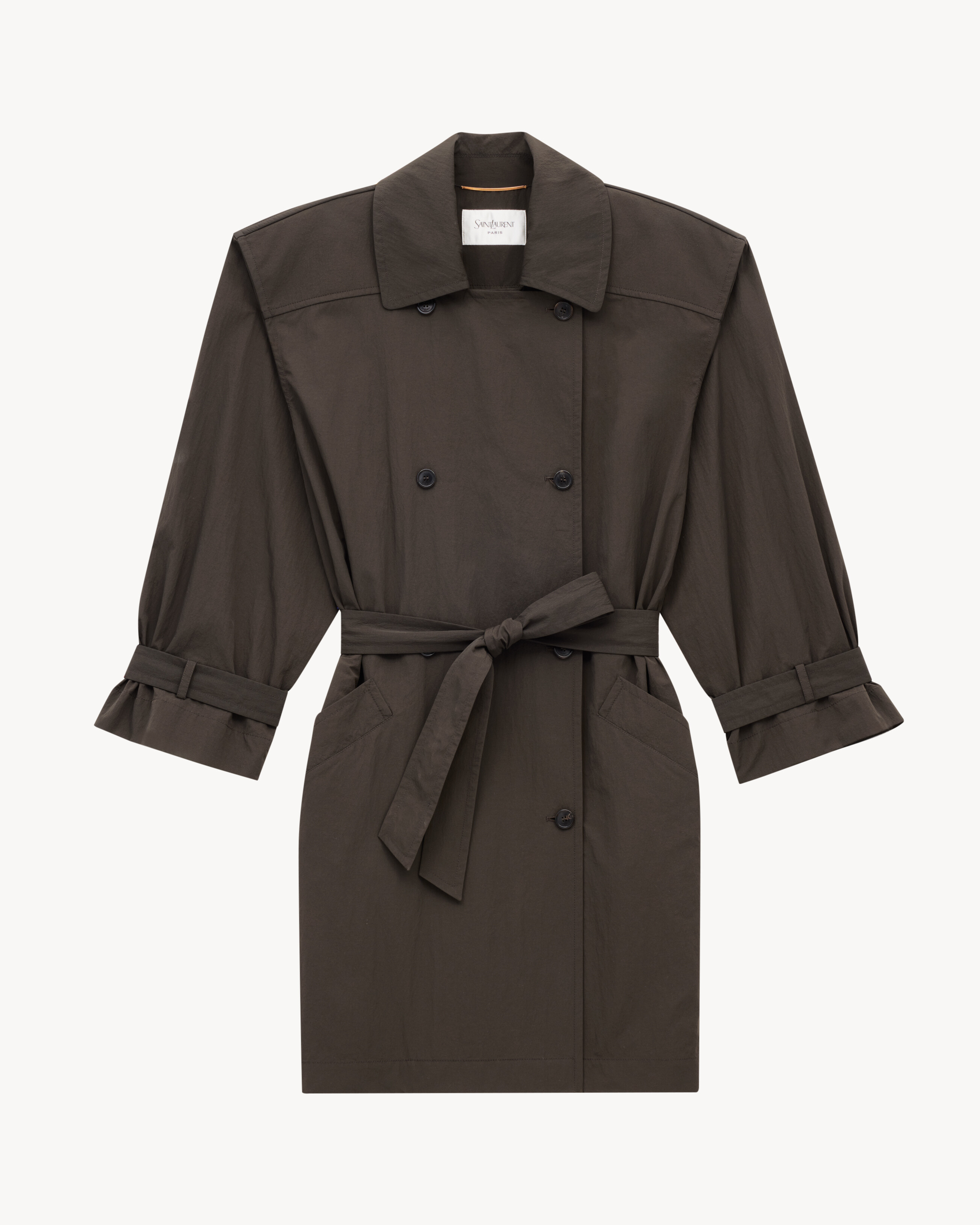 Trench Coat in Crinkled Nylon