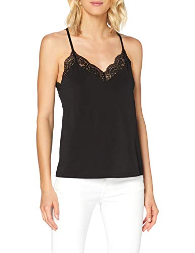 Vero Moda Damen Oberteil Ohne &Auml;rmel Spitzenverziertes, Schwarz, L