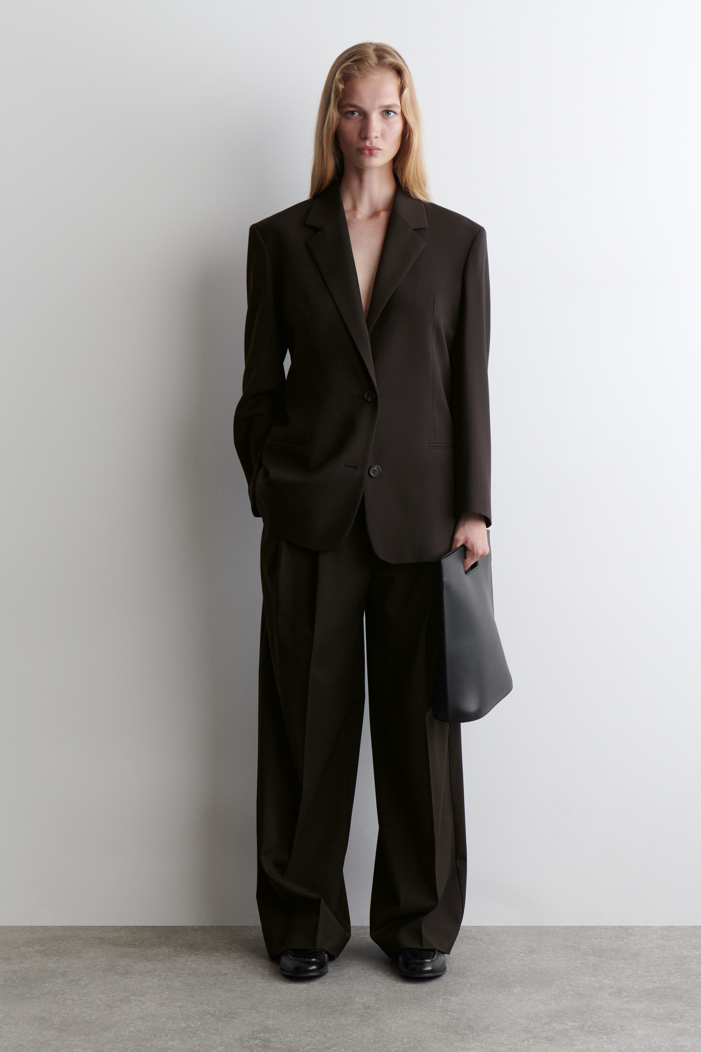 Relaxed Twill Wide-Leg Pants