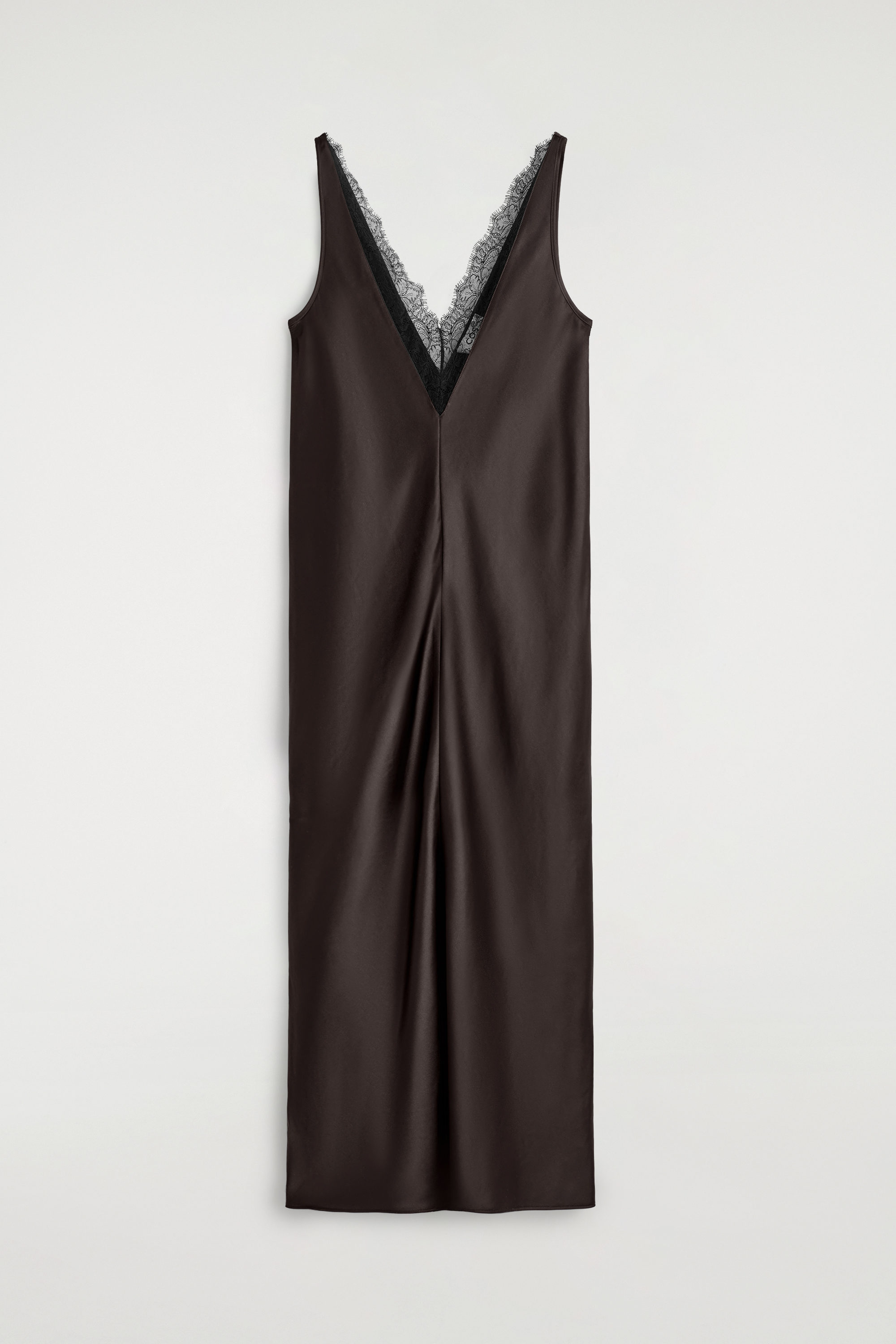 Lace-Trimmed Satin Slip Dress