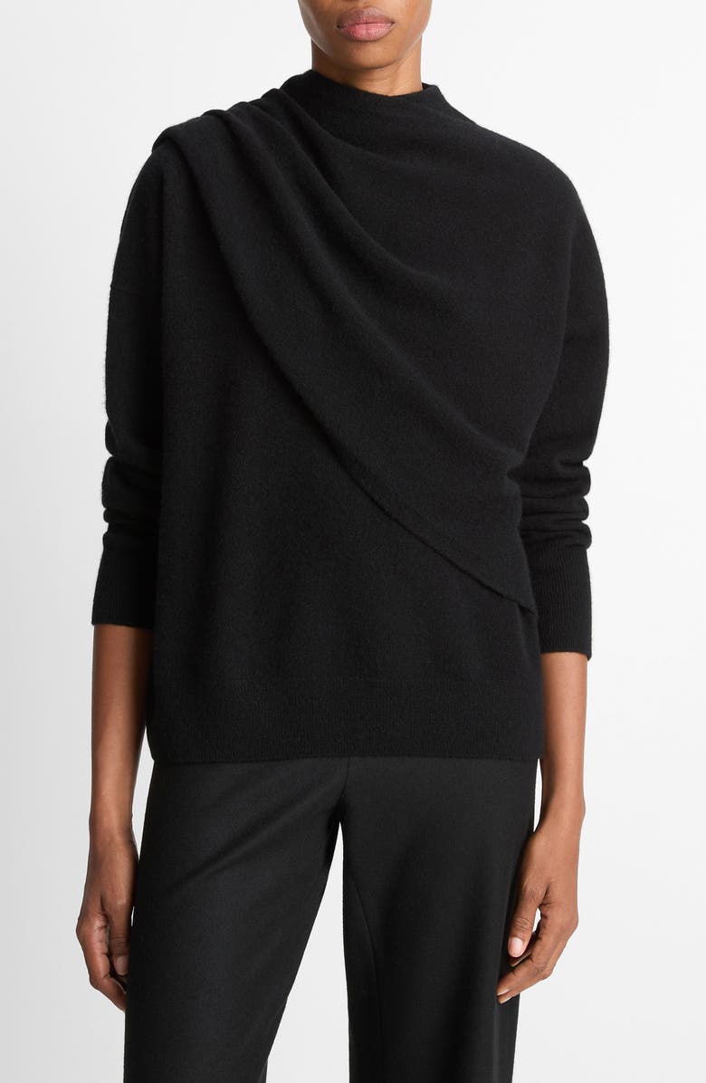 Drape Neck Wool &amp; Cashmere Sweater