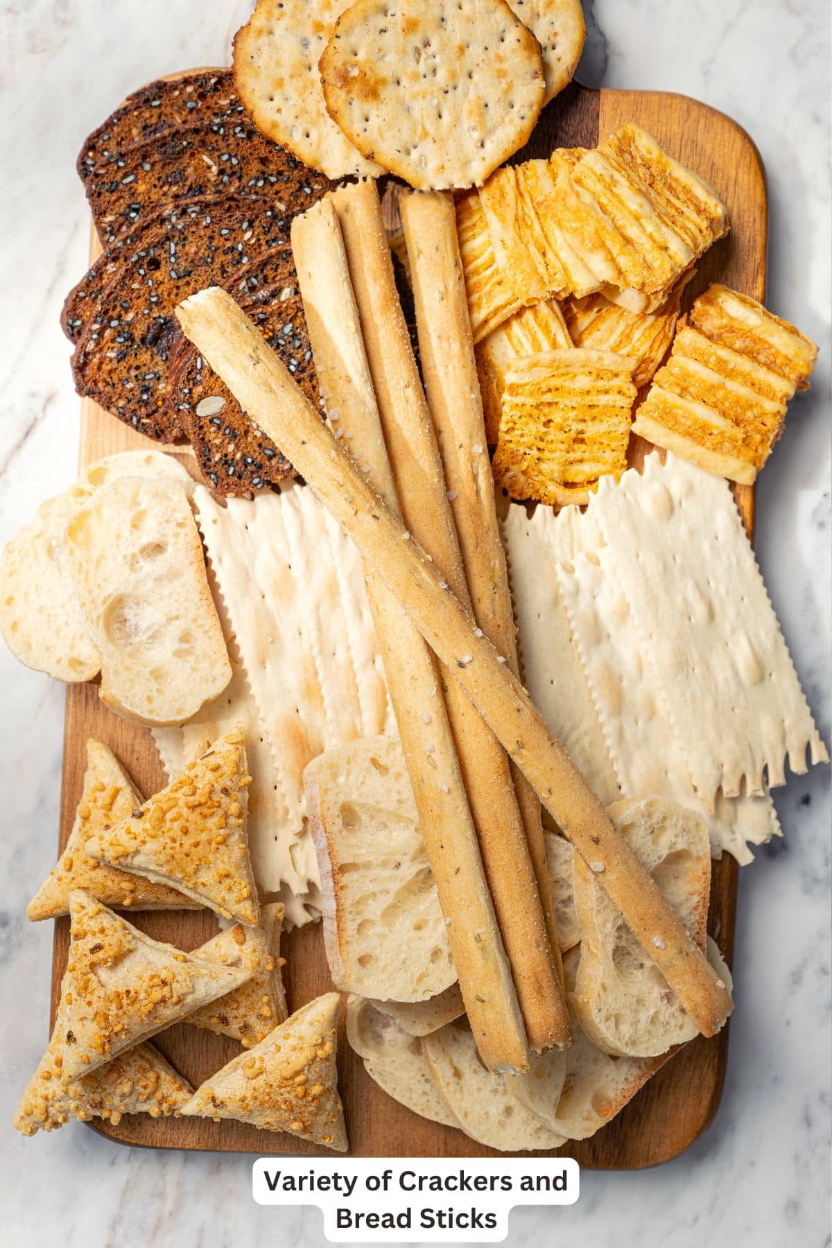Crackers and bread sticks for charcuterie board.