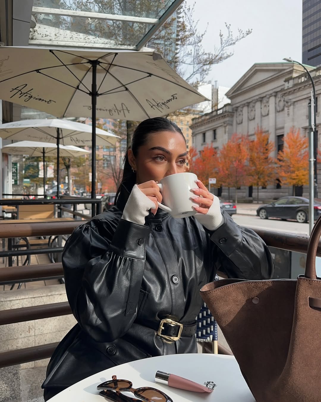 Mobina Peiman with dewy skin and sleek ponytail