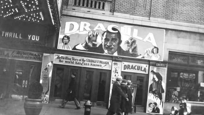 DRACULA, movie theater marquee, 1931