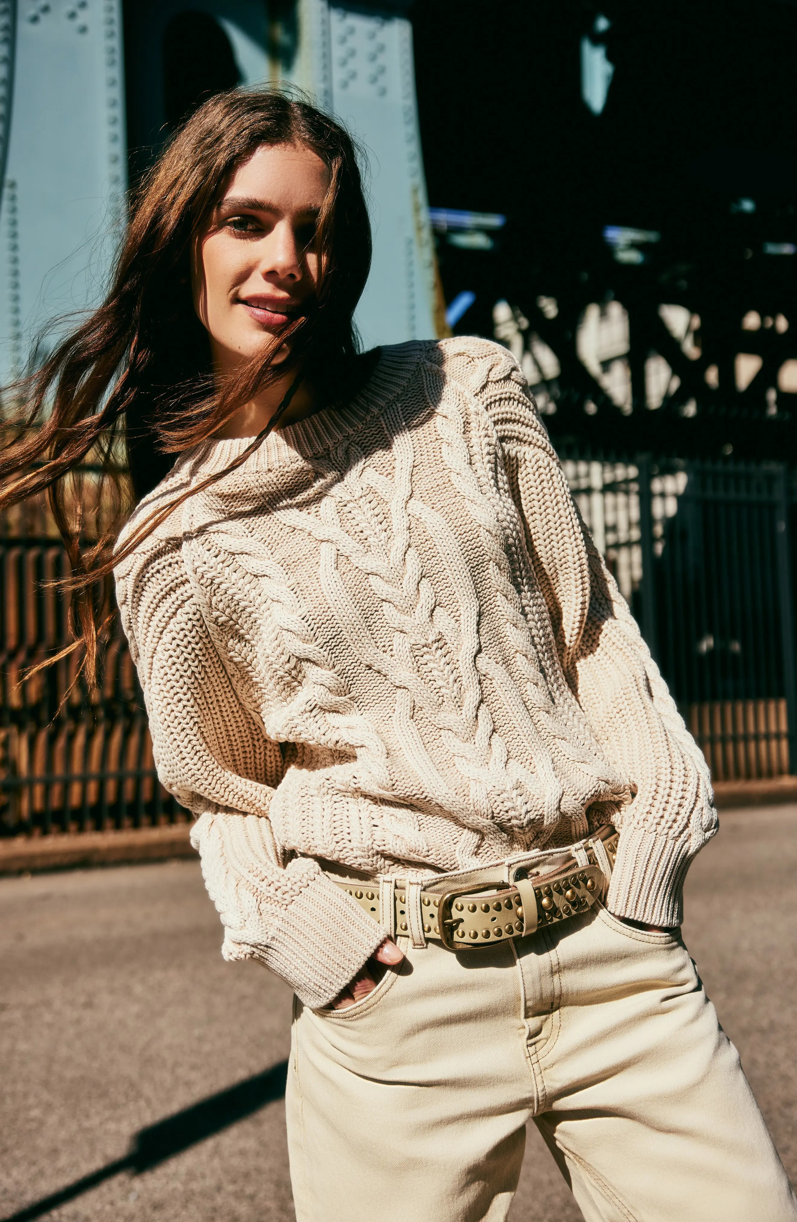 Free People, Frankie Cable Cotton Sweater