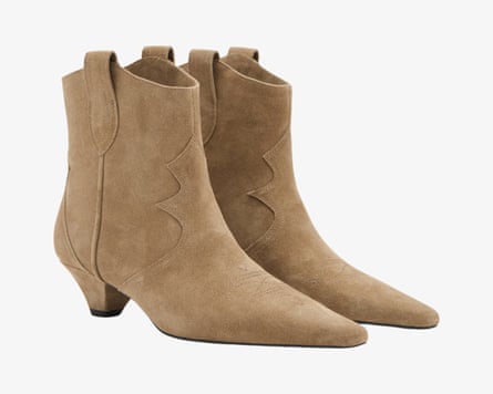 Mango Suede ankle boot with kitten heel