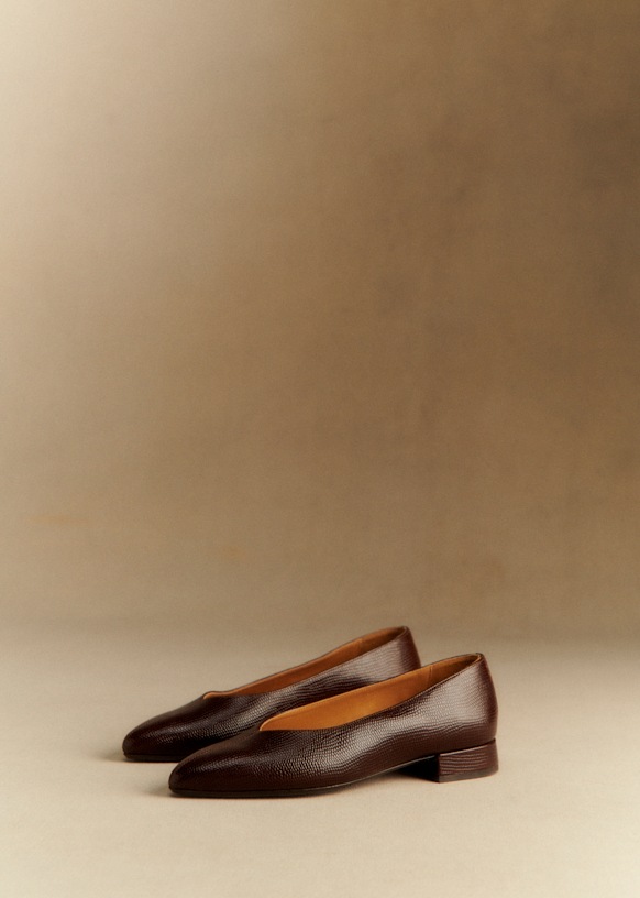 Bertille Ballerinas - Chocolate Tejus Leather - Bovine Leather - S&eacute;zane