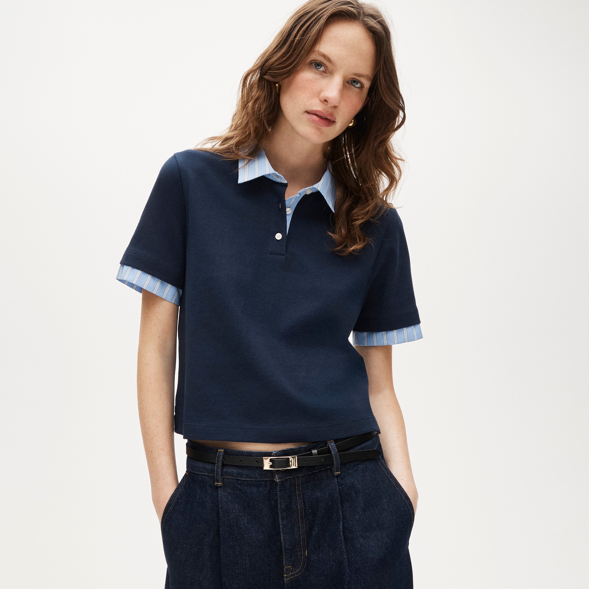 Layered Polo Shirt in Mariner Cotton