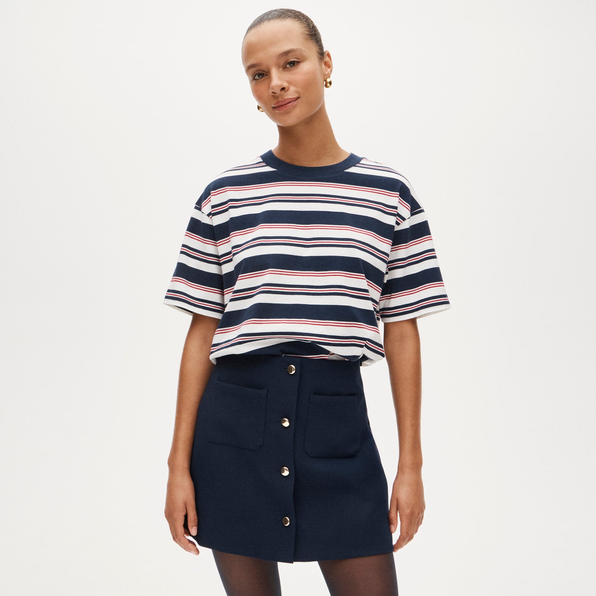 Boyfriend Jersey Oversized T-Shirt in Stripe