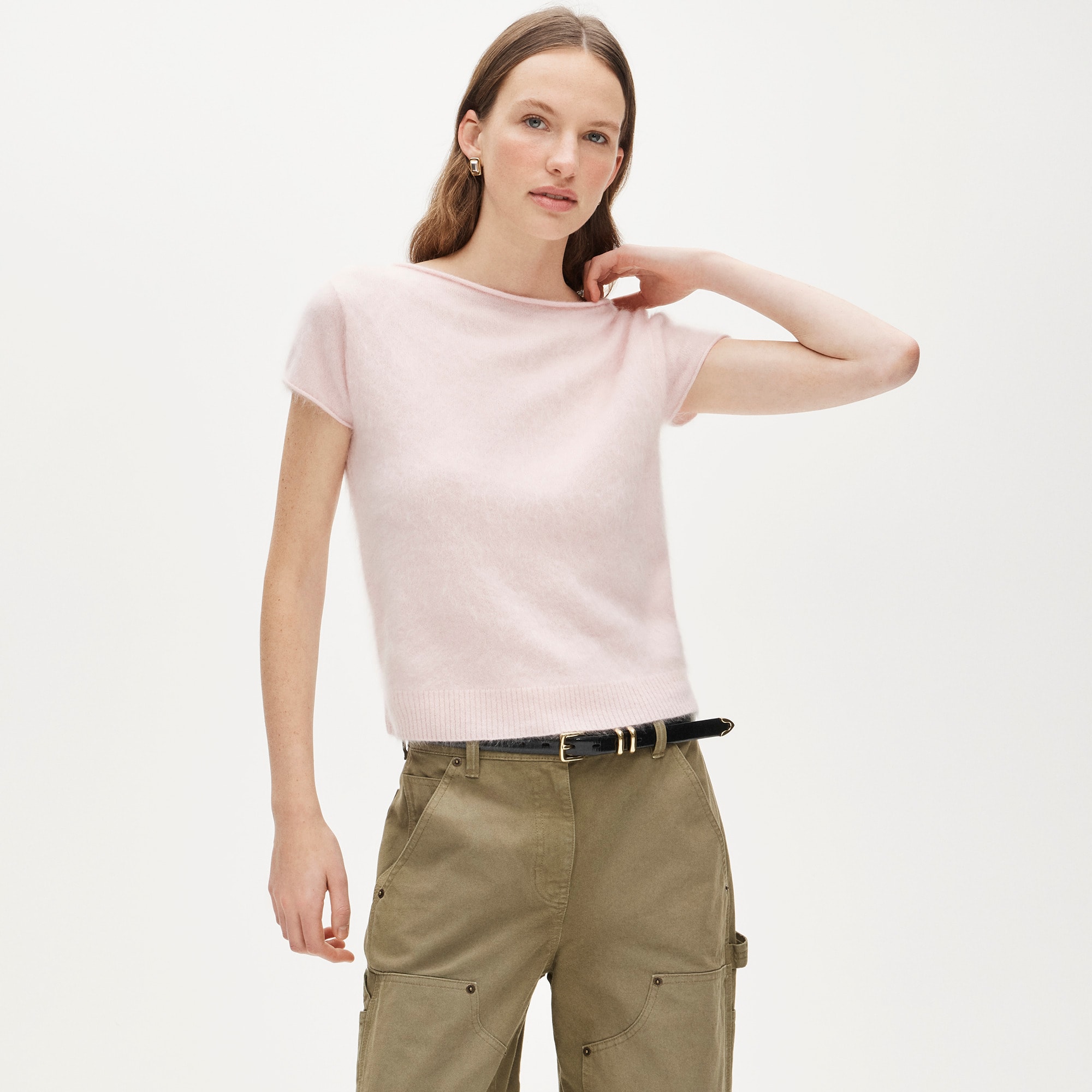 Brushed Cashmere Boatneck T-Shirt