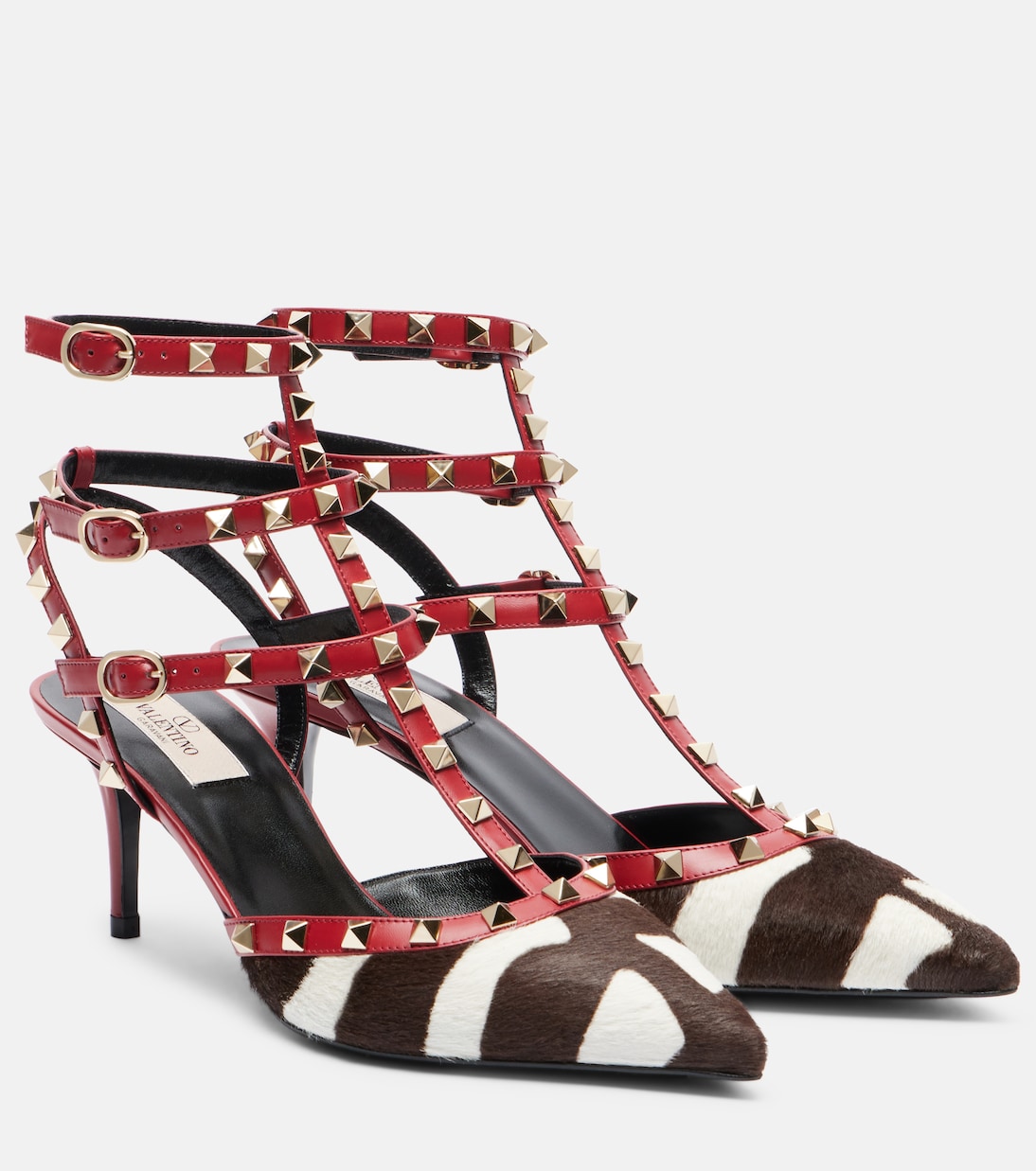 Rockstud Calf Hair Pumps in Red - Valentino Garavani