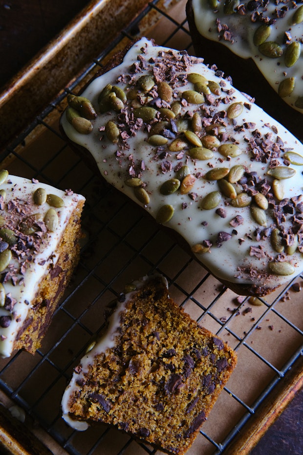Pumpkin bread cut into slices