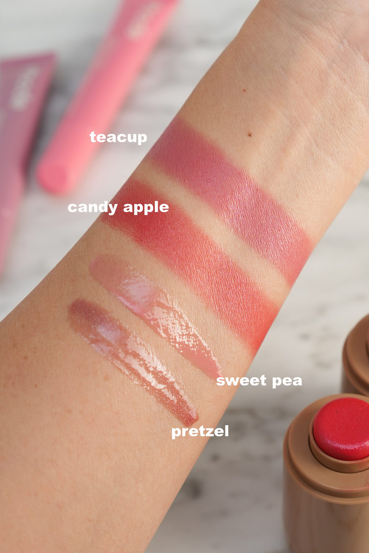 New Rhode Pocket Blush and Peptide Lip Tint Shades swatches