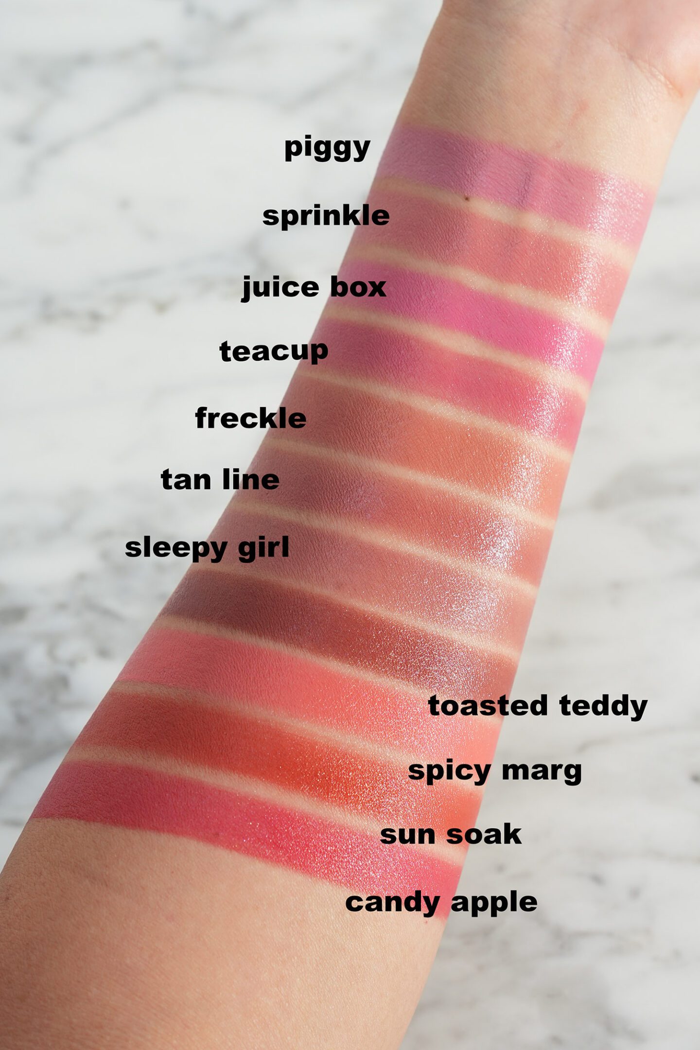 Rhode Pocket Blush swatches