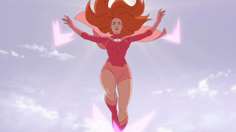Atom Eve flying in Invincible