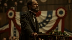 Death by Lightning. Michael Shannon as James Garfield in episode 101 of Death by Lightning. Cr. Larry Horricks/Netflix © 2025