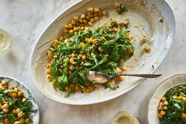 Turmeric Chickpeas with Garlic Tahini