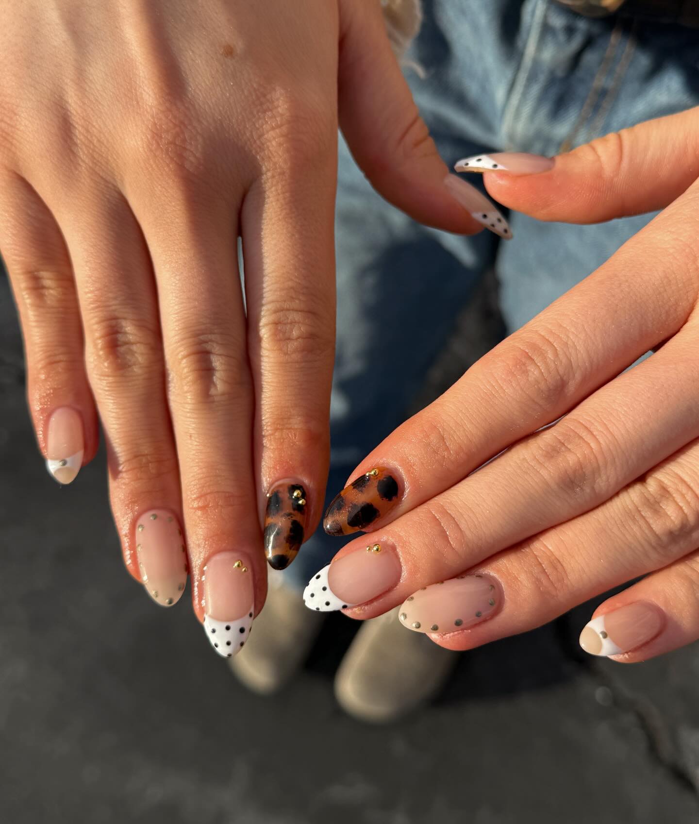 Studded accent nails.