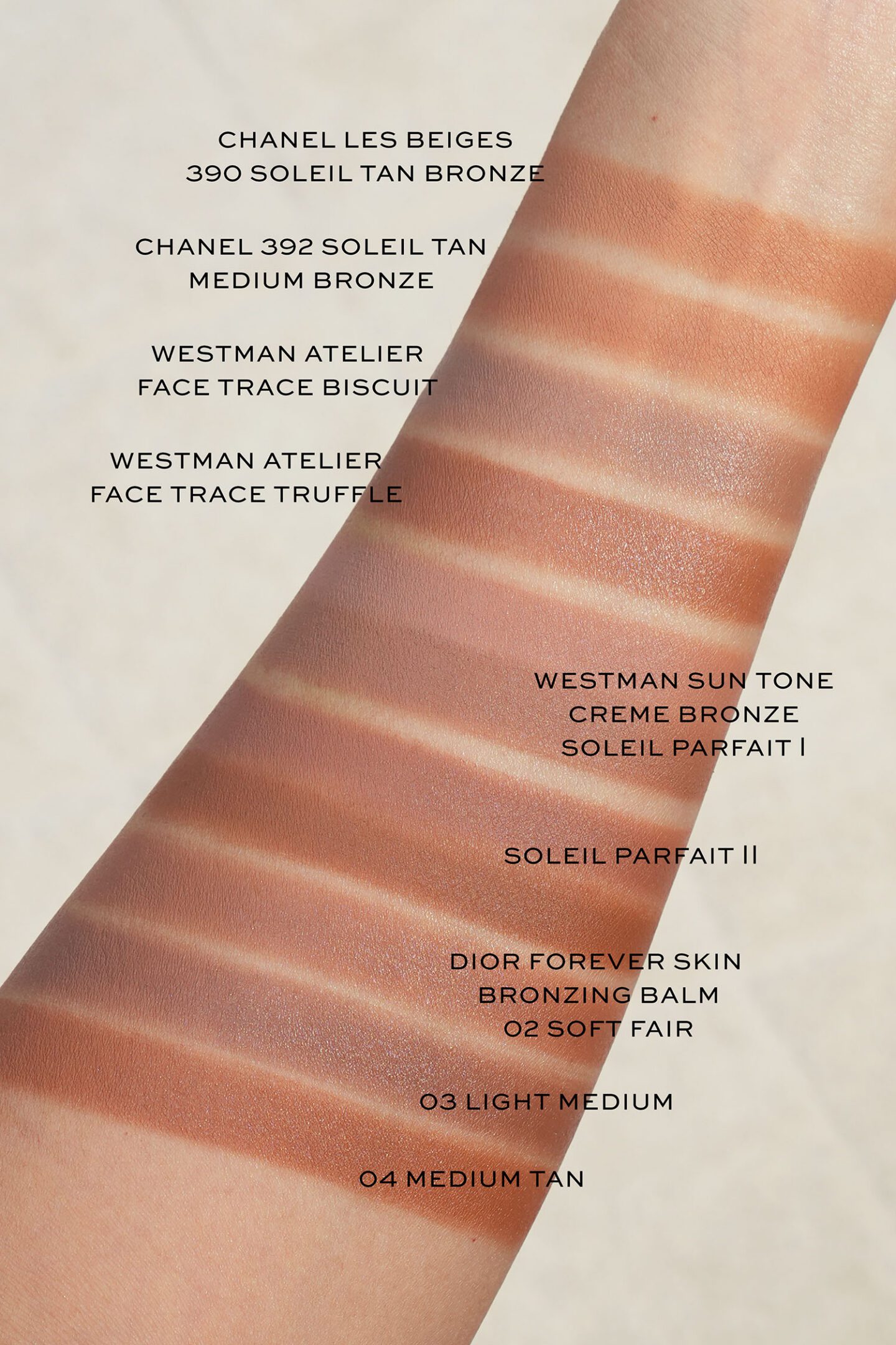 Westman Atelier Sun Tone Bronzing Creme swatch comparisons