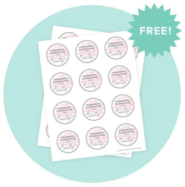 FREE Strawberry Elderflower & Strawberry Rose Jelly printable label template preview.