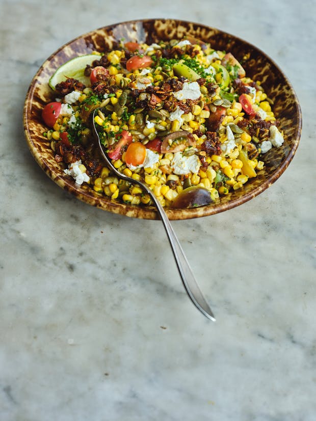 Chili Crisp Corn on a plate