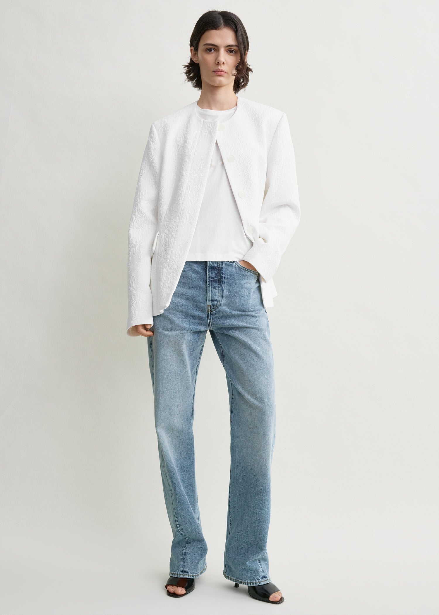 Jacquard Cotton Jacket Optic White - 30