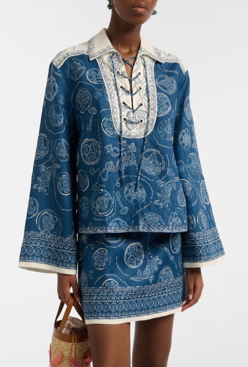 Al&eacute;mais, Lucky printed linen blouse