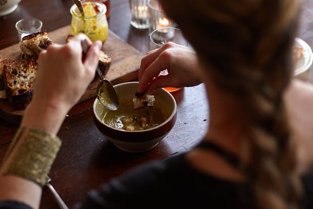 Green Lentil Soup with Curried Brown Butter