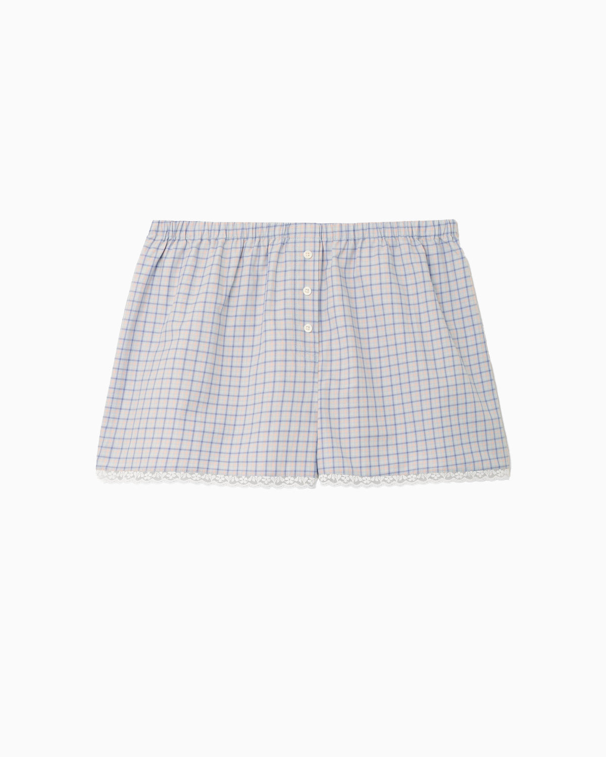 The Boxer: Blue Check French Poplin