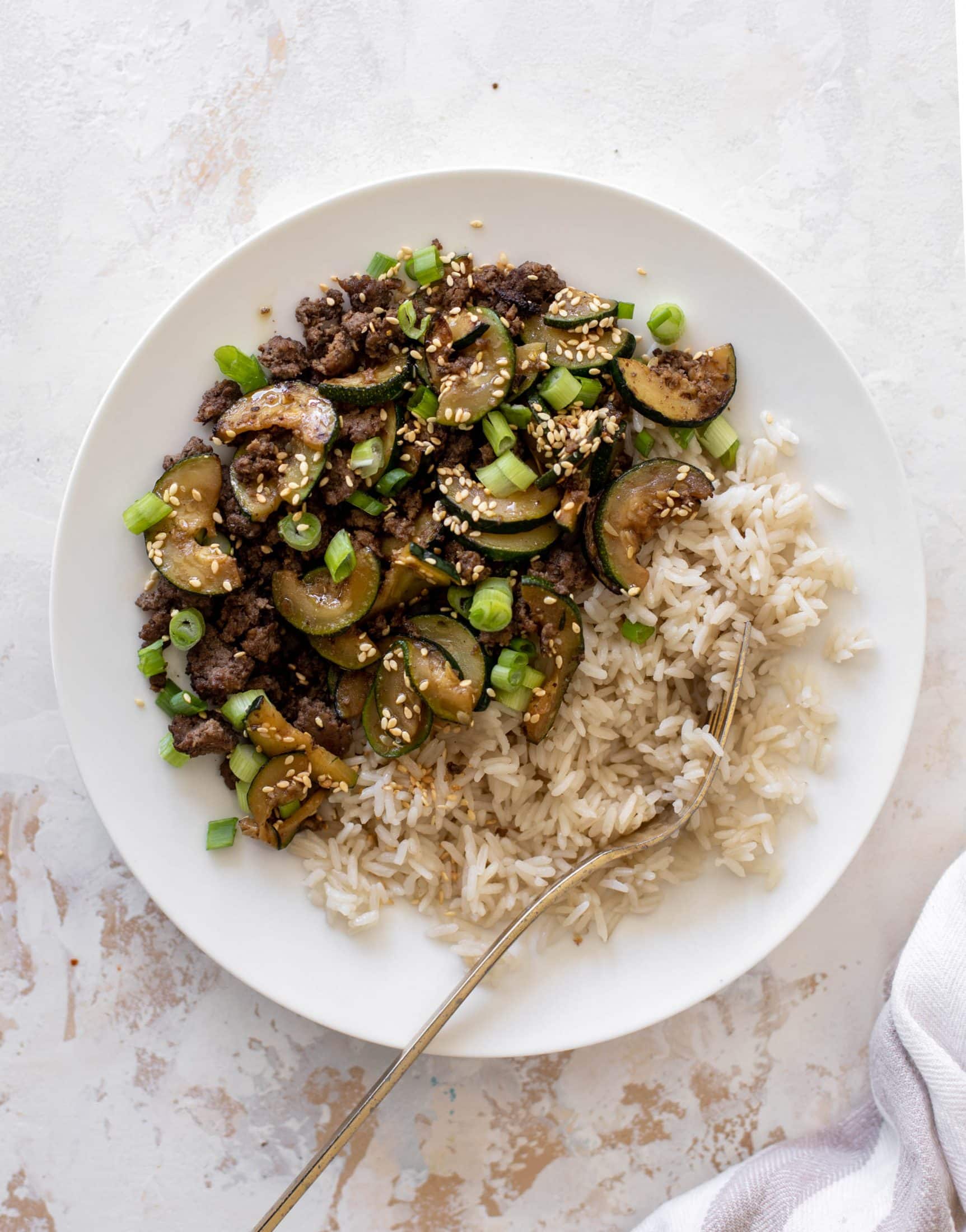 sesame beef zucchini stir fry