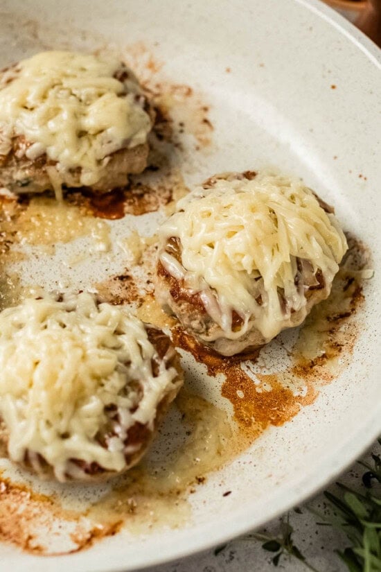 Turkey Burgers with melted Gruyère