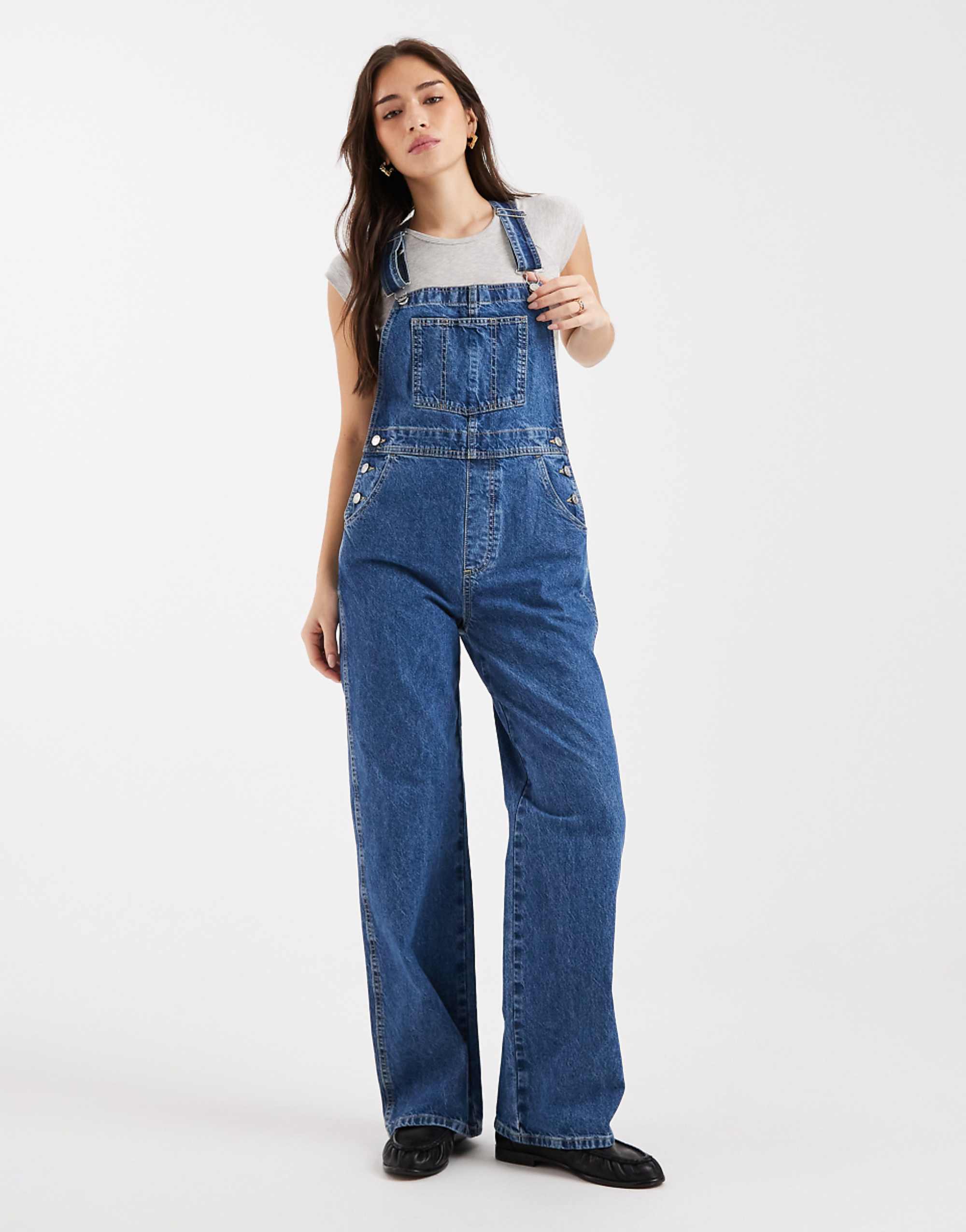 Asos Design Circular Design Collection Denim Dungaree in Mid Blue